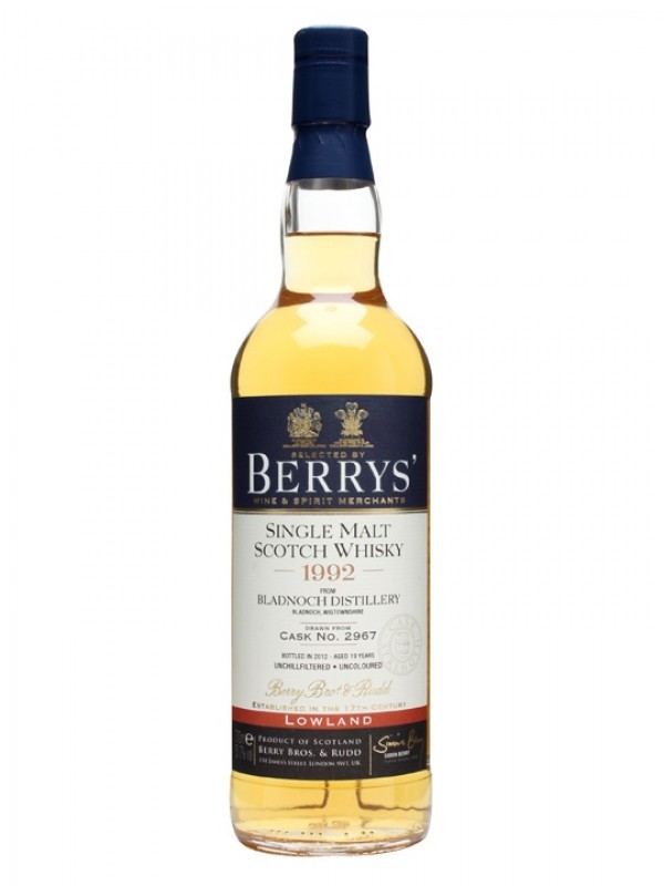 Bladnoch 1992 19 Year Old Cask #2967 Berry Bros Rudd