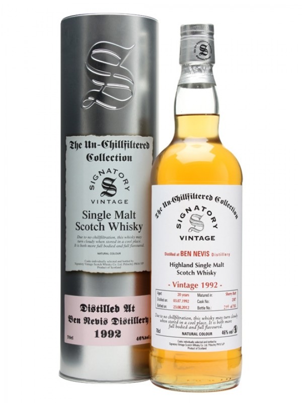 Ben Nevis 1992 20 Year Old Sherry Butt #2307 Signatory Un-Chillfiltered Collection