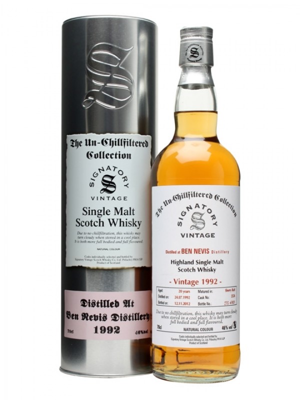 Ben Nevis 1992 20 Year Old Sherry Butt #2524 Signatory Un-chillfiltered Collection