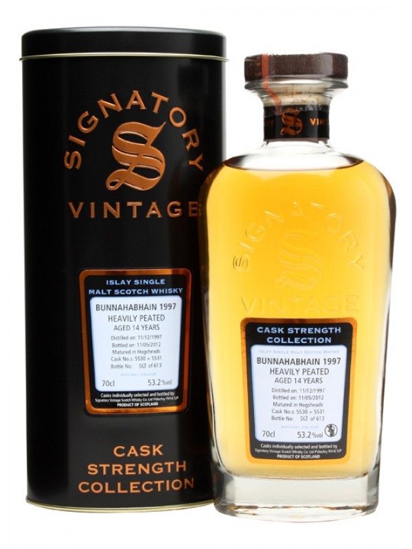 Bunnahabhain 1997 14 Year Old Peated Cask #5530-5531 Signatory Un-Chillfiltered Collection