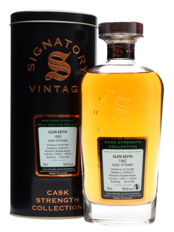 Glen Keith 1992 19 Year Old Bourbon Barrels #120551+2 Signatory Cask Strength Collection