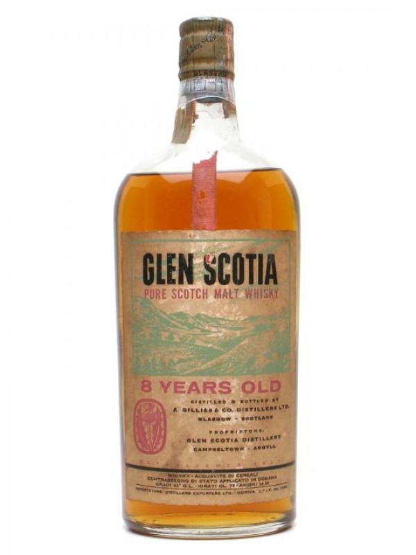 Glen Scotia 8 Year Old Bottled 1960's Flat Bottle