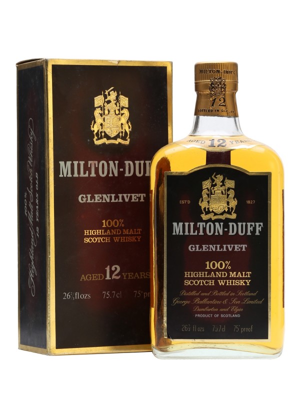 Miltonduff Glenlivet Bottled 1970s Flat Bottle
