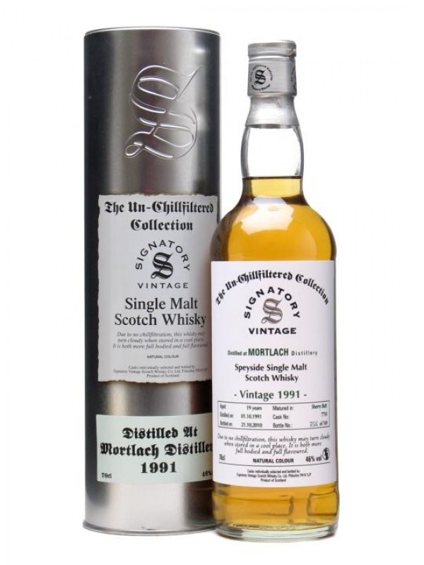 Mortlach 1991 19 Year Old Sherry Butt #7710 Signatory Un-Chillfiltered Collection